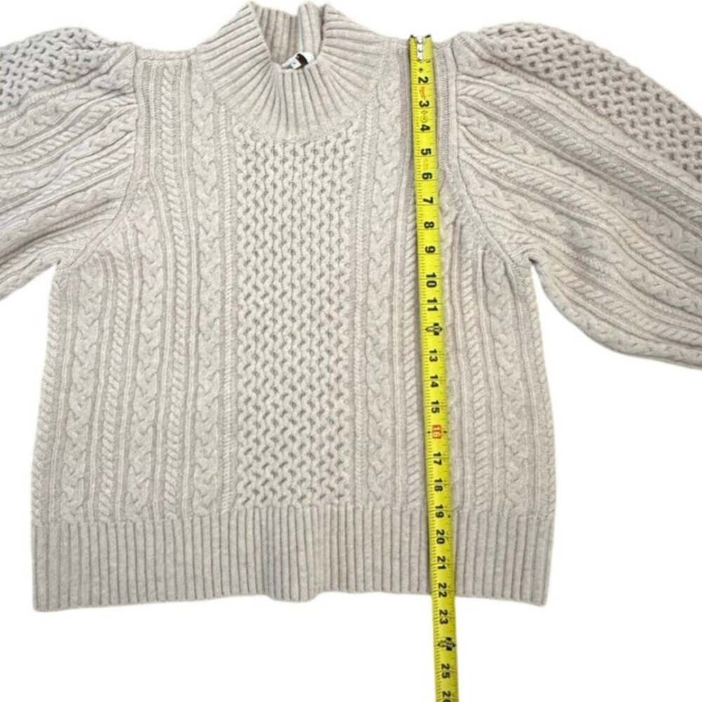 Sea New York Mockneck Fisherman Juliette Cable Knit stitch Sweater Oatmeal Large - Picture 4 of 7